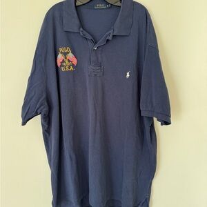 Polo by Ralph Lauren Blue Classic Polo Shirt US Flags/1967 Embroidery Size 3XB